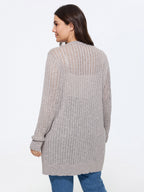 Heather Vertical Openwork Lightweight Long Cardigan
