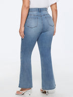 Stretchy Vintage Wash Floral Embroidery Bootcut Jeans
