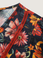 Floral Ruffle V Neck Wide Leg Jumpsuit