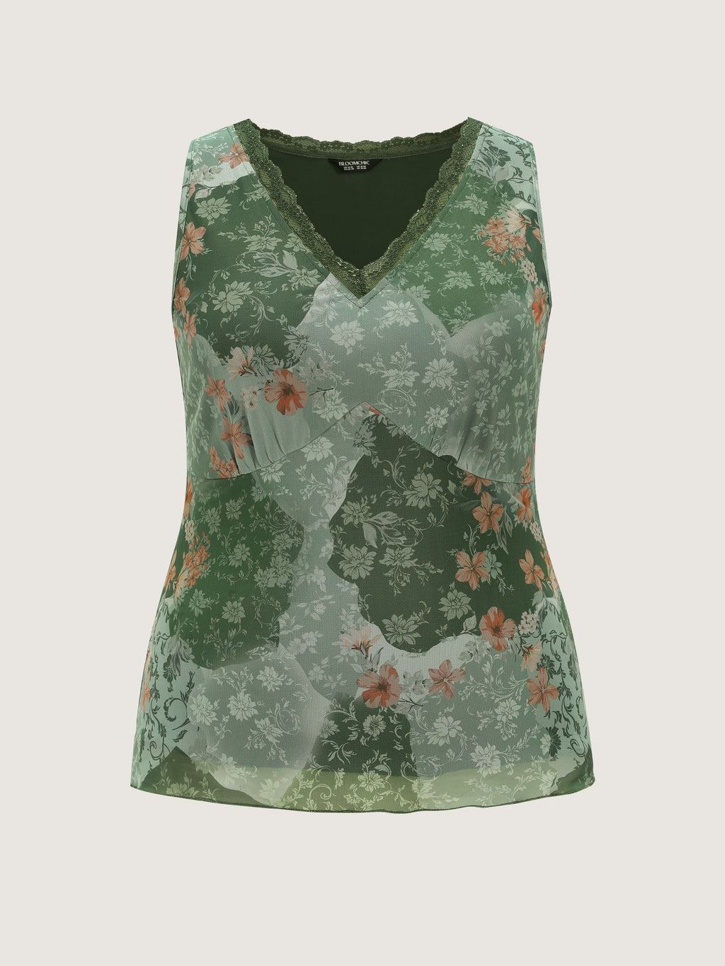 Watercolor Floral Lace V Neck Sleeveless Tank Top