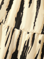 Abstract Print Off Shoulder Side Slit Midi Dress