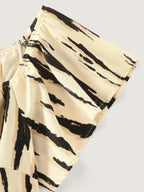 Abstract Print Off Shoulder Side Slit Midi Dress