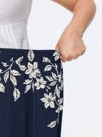 Floral Print Elastic Waist Pocket Midi Skirt