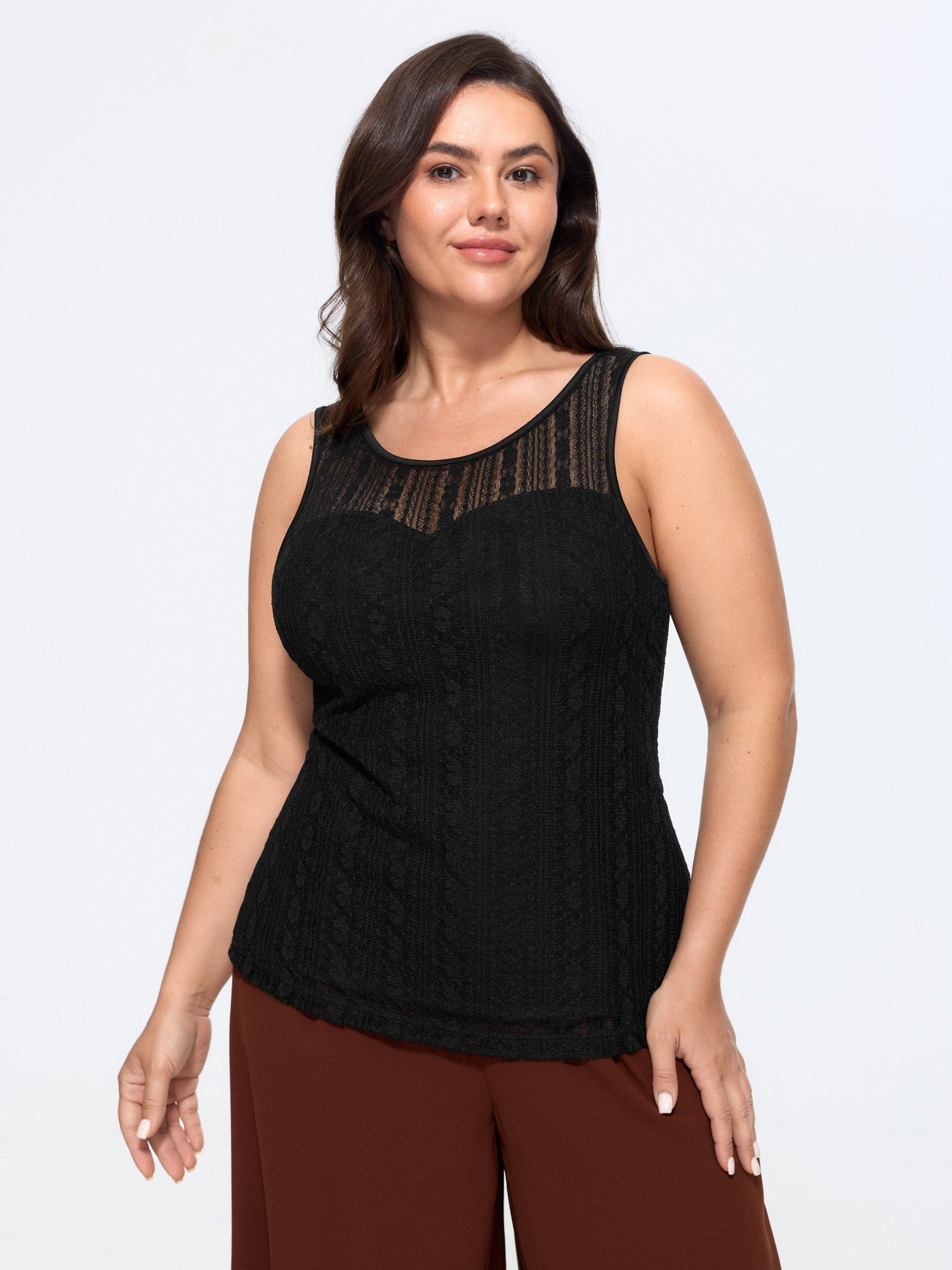 Sheer Floral Lace Layering Tank Top