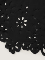 Stretchy Square Neck Floral Laser Cut Hem Midi Dress
