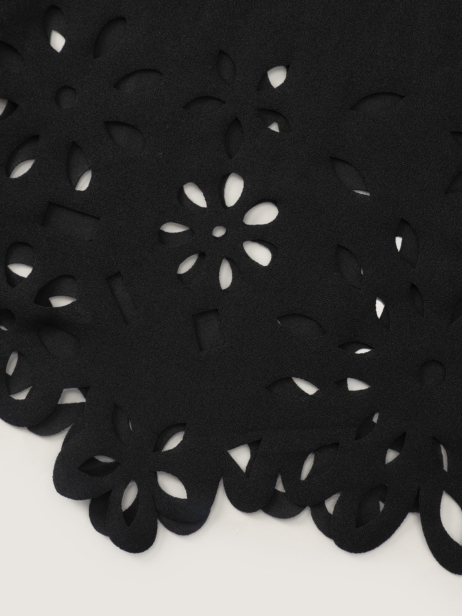 Stretchy Square Neck Floral Laser Cut Hem Midi Dress