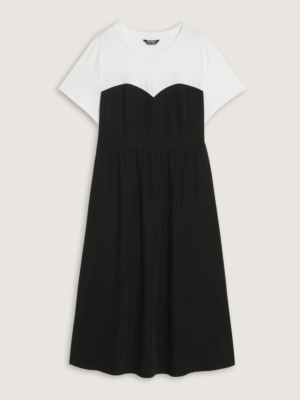 Stretchy Color Block Round Neck Midi Dress