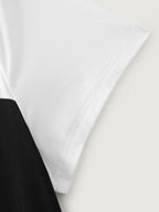 Stretchy Color Block Round Neck Midi Dress