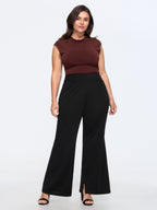 Solid Pocket Split Hem Flared Pants