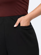 Solid Pocket Split Hem Flared Pants