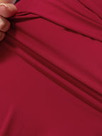 Round Neck Self Tie Waist Asymmetrical Hem Midi Dress