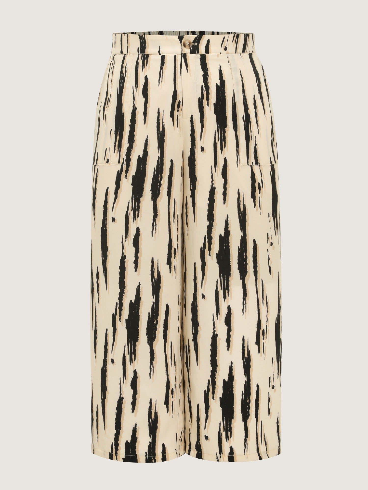 Abstract Print Side Slit Wide Leg Pants