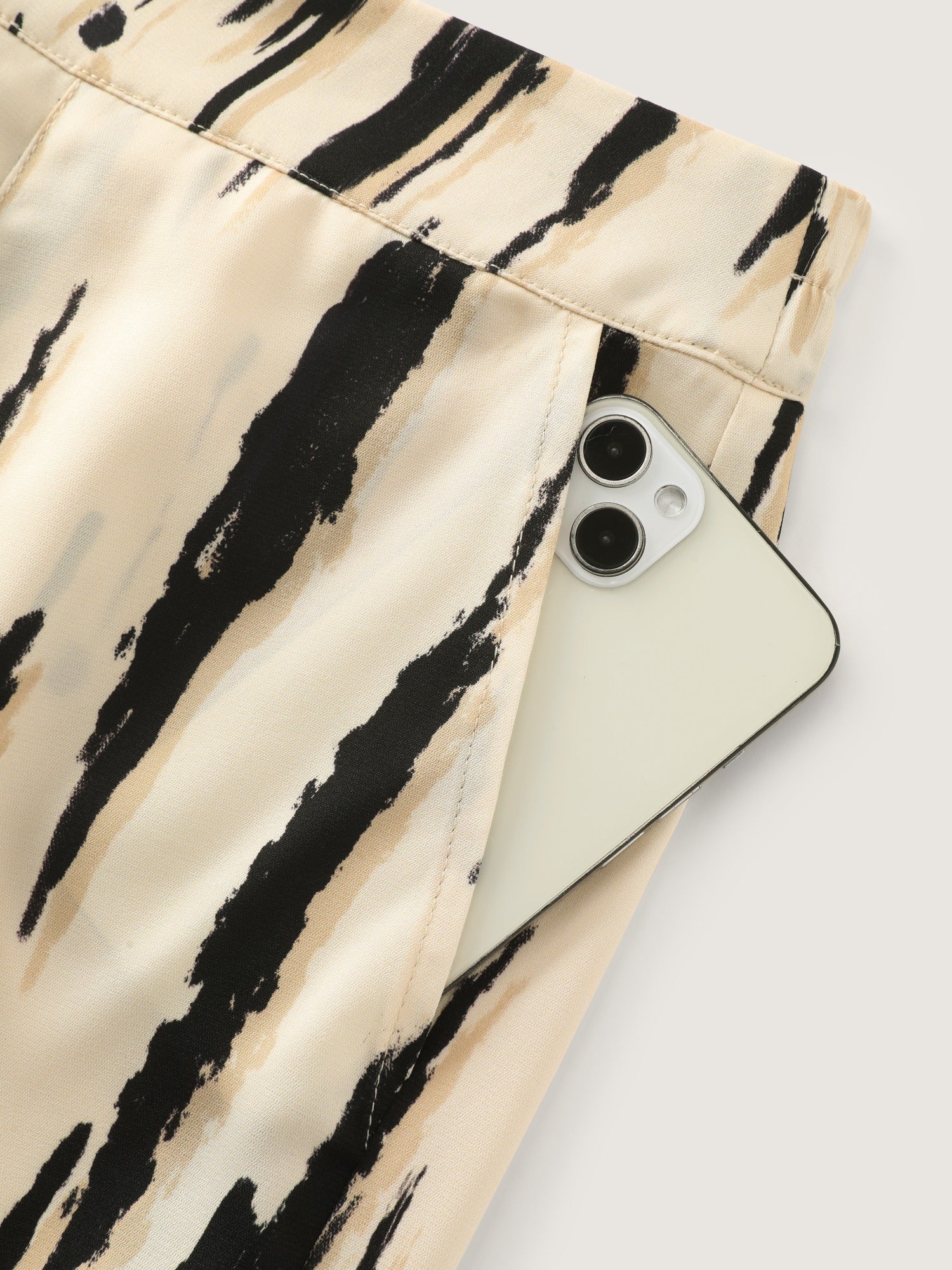 Abstract Print Side Slit Wide Leg Pants