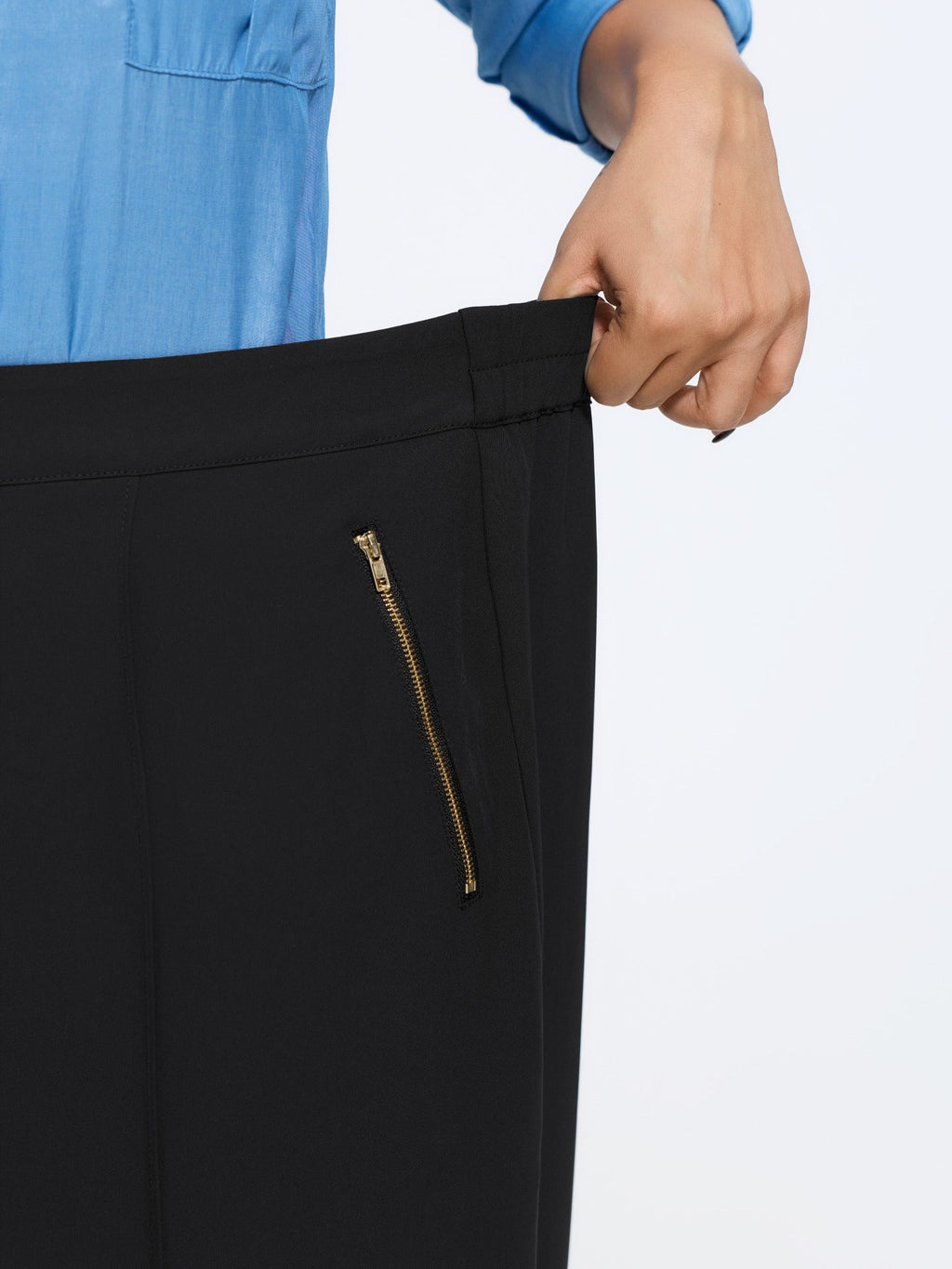 Plain Zipper Pocket Straight-Leg Pants