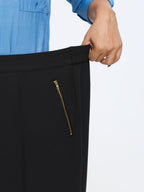 Plain Zipper Pocket Straight-Leg Pants