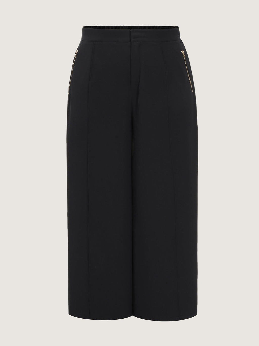 Plain Zipper Pocket Straight-Leg Pants