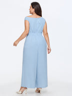 Textured One Shoulder Pocket Wide Leg Jumpsuit
