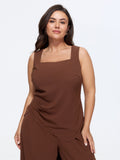 Solid Side Ruched Asymmetrical Hem Tank Top
