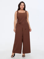 Solid Side Ruched Asymmetrical Hem Tank Top