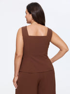 Solid Side Ruched Asymmetrical Hem Tank Top