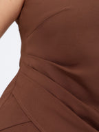 Solid Side Ruched Asymmetrical Hem Tank Top