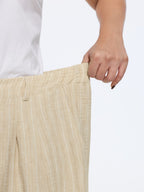 Textured Striped Pleated Wide Leg Pants