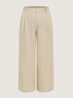 Textured Striped Pleated Wide Leg Pants
