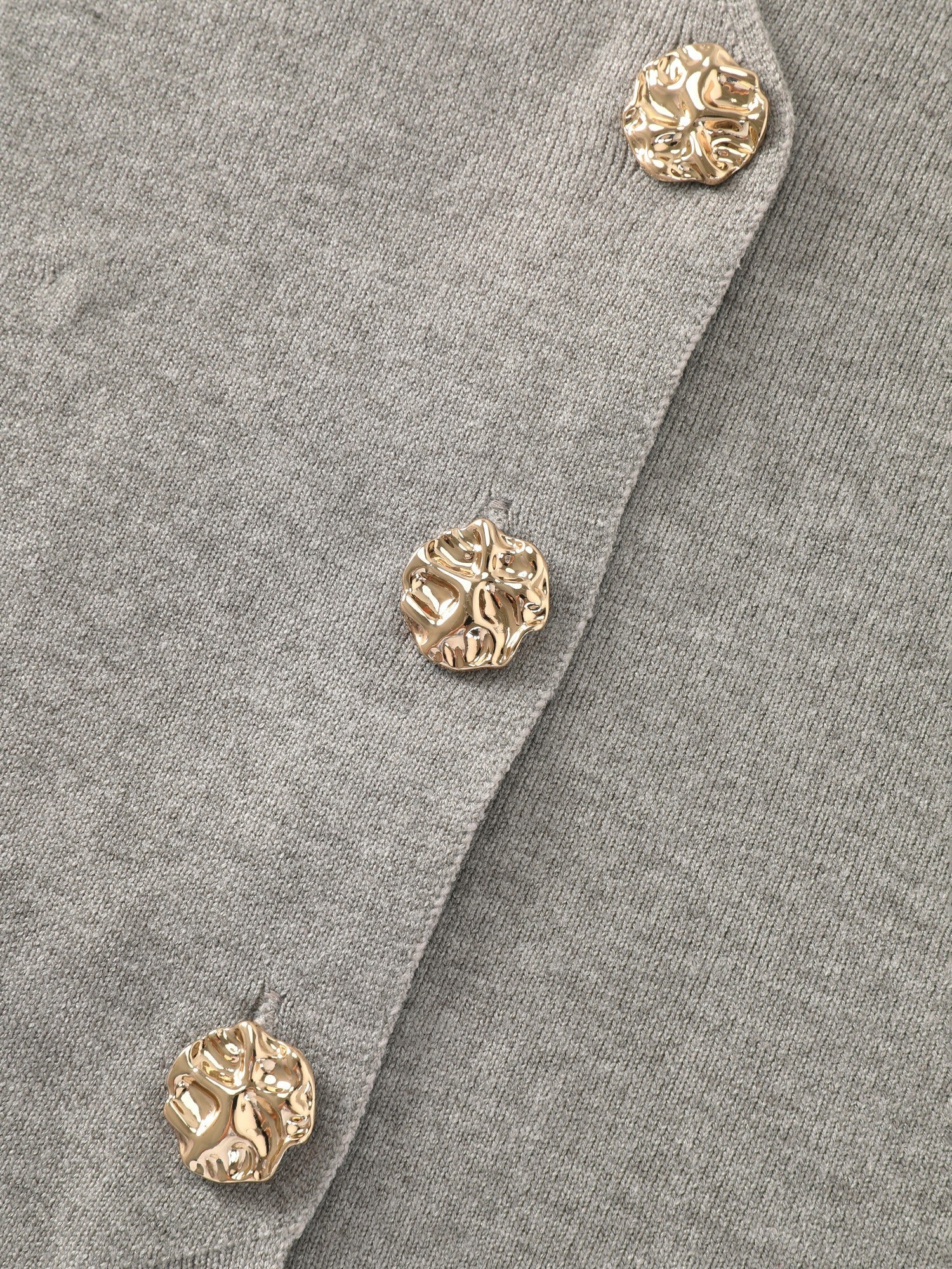 Heather Ribbed Metal Buttons Sweater Vest