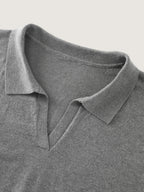 Heather Split Polo Collar Loose Sweater Vest