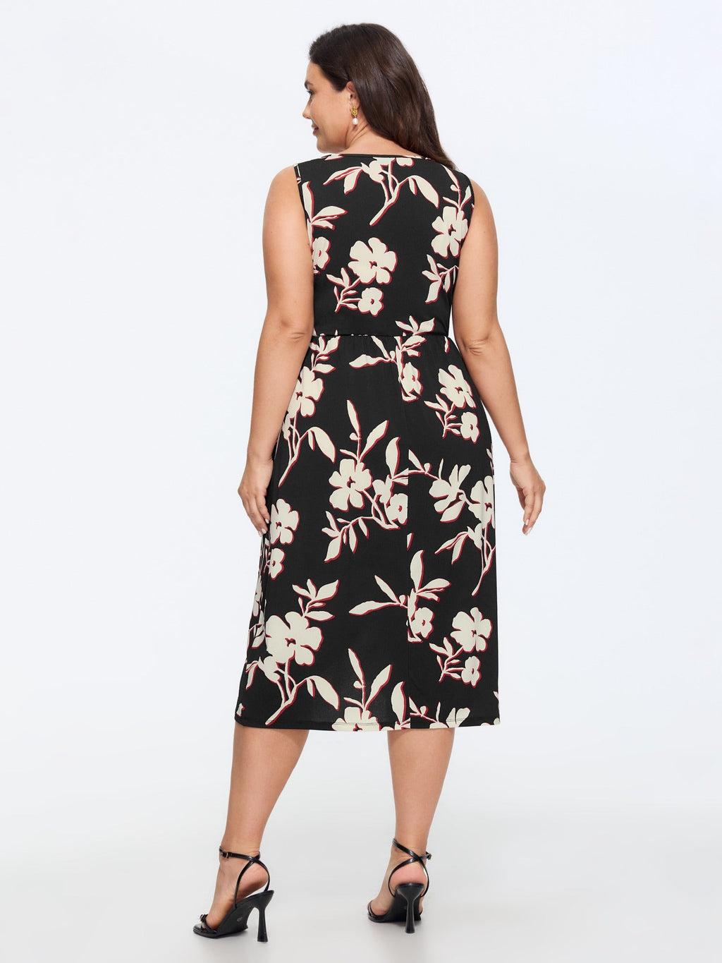 Floral Wrap Side Tie Asymmetrical Midi Dress