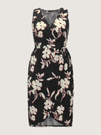 Floral Wrap Side Tie Asymmetrical Midi Dress