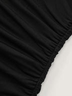 Solid Sheer Mesh Mock Neck Side Ruched Top
