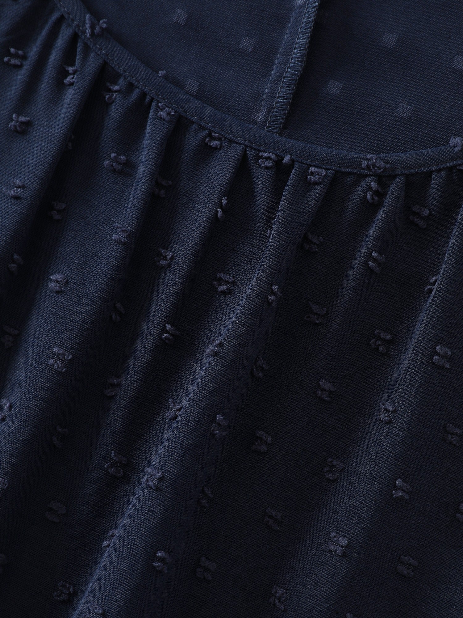 Textured Dot Ruffle Sleeve Loose Blouse