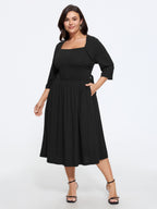 Supersoft Square Neck Adjustable Side Tie Midi Dress