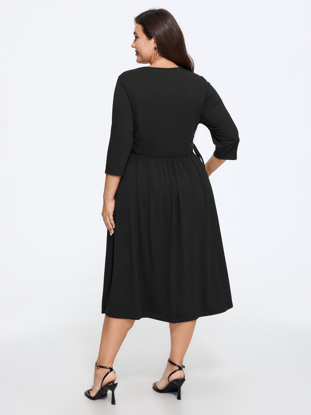 Supersoft Square Neck Adjustable Side Tie Midi Dress