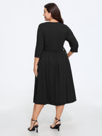 Supersoft Square Neck Adjustable Side Tie Midi Dress