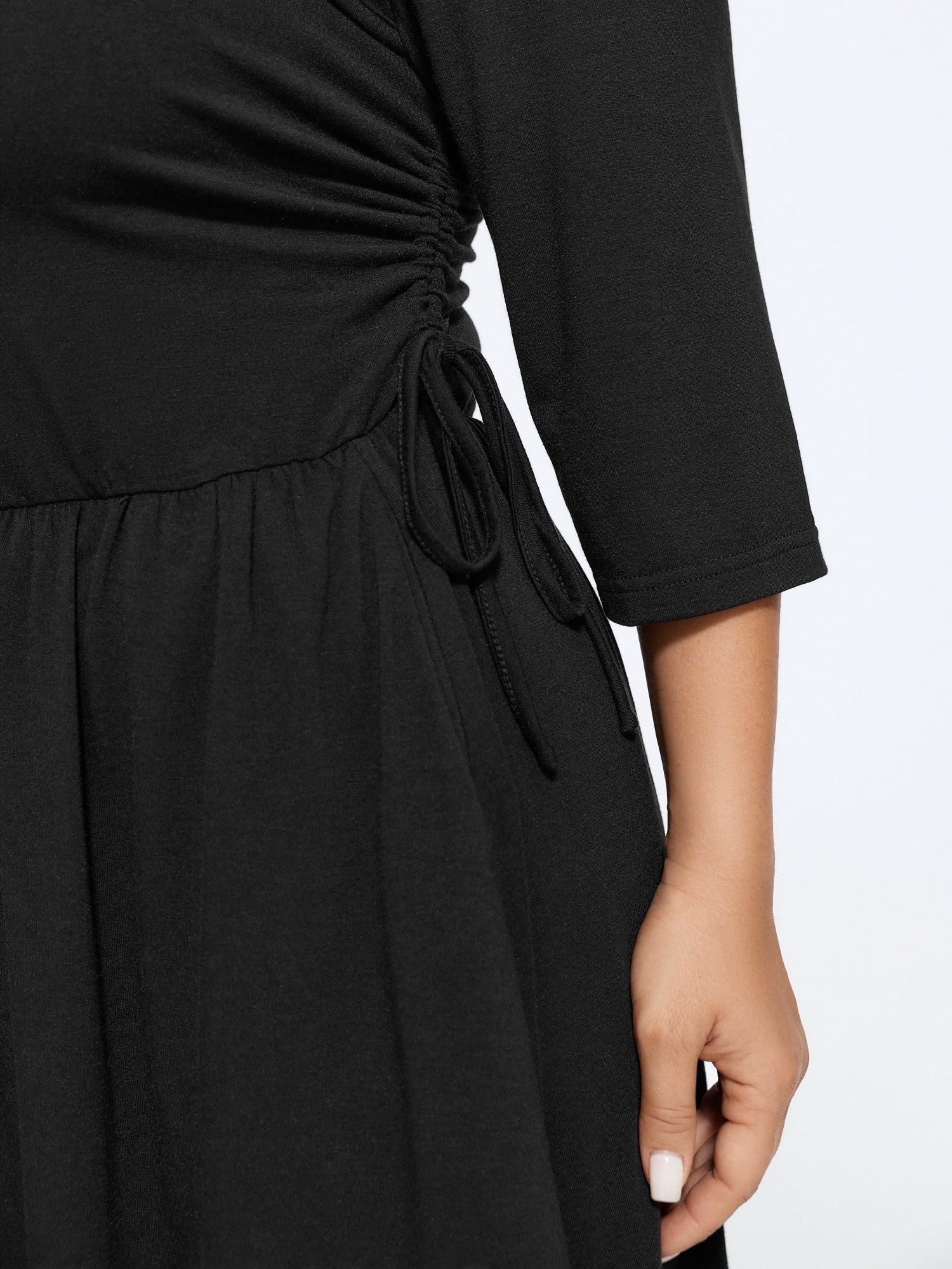 Supersoft Square Neck Adjustable Side Tie Midi Dress