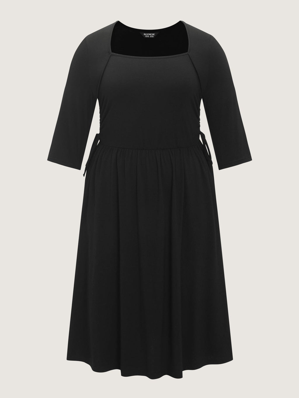 Supersoft Square Neck Adjustable Side Tie Midi Dress