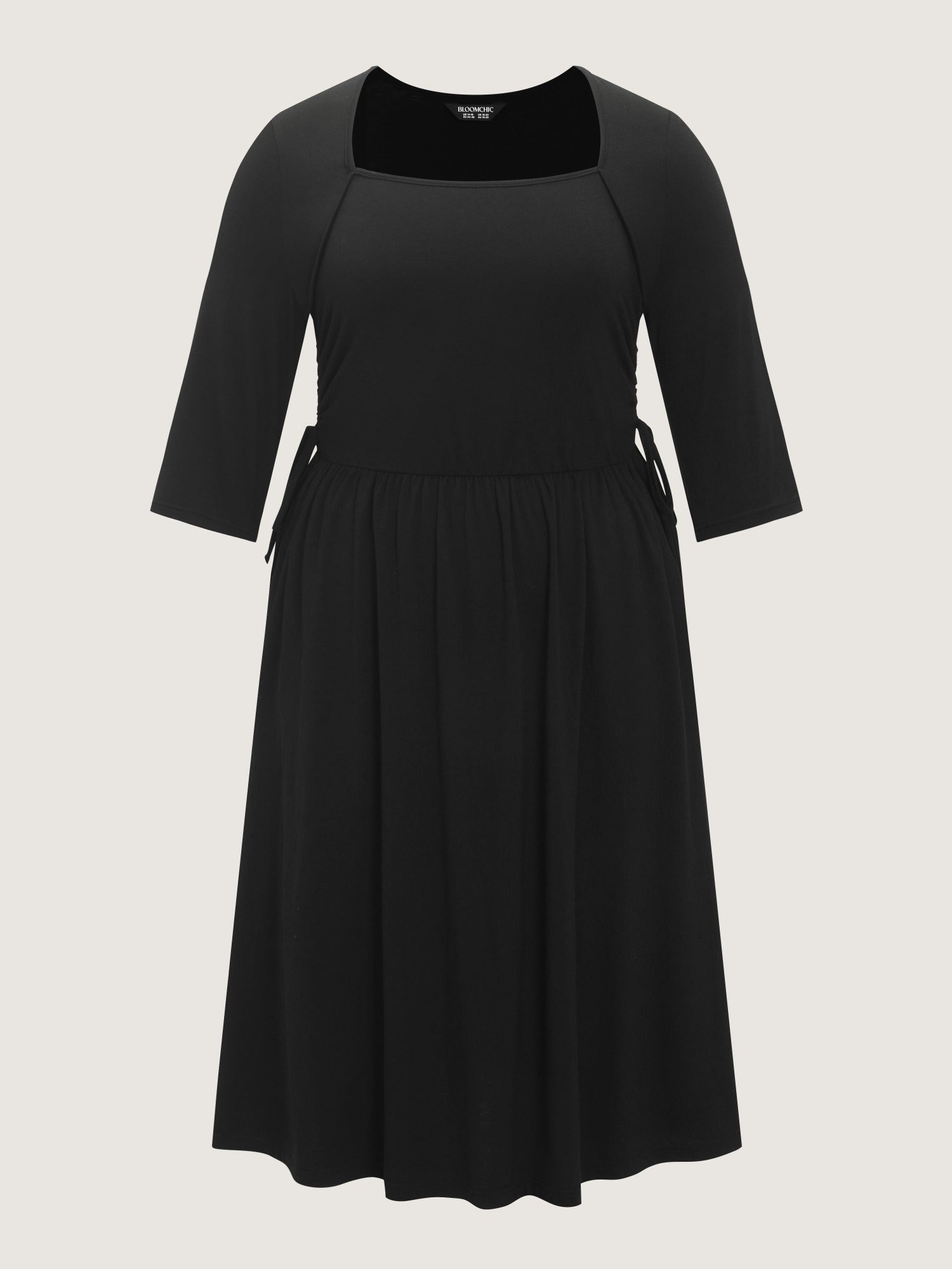 Supersoft Square Neck Adjustable Side Tie Midi Dress