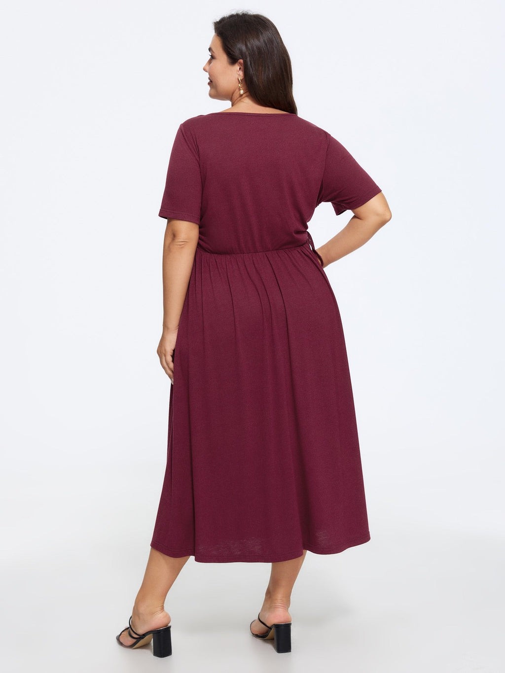 Supersoft Square Neck Side Drawstring Midi Dress