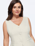 V Neck Plain Back Adjustable Belt Vest