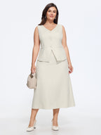 V Neck Plain Back Adjustable Belt Vest