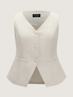 V Neck Plain Back Adjustable Belt Vest