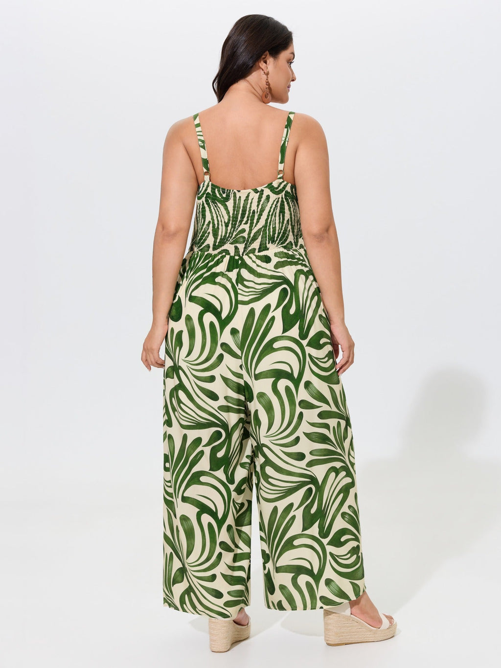 Supersoft Abstract Print Spaghetti Strap Wide Leg Jumpsuit