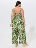 Supersoft Abstract Print Spaghetti Strap Wide Leg Jumpsuit
