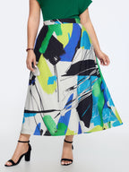 Abstract Art Print Elastic Waist Midi Skirt