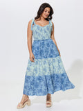 Supersoft Floral Print Shirred Tie Shoulder Tiered Maxi Dress