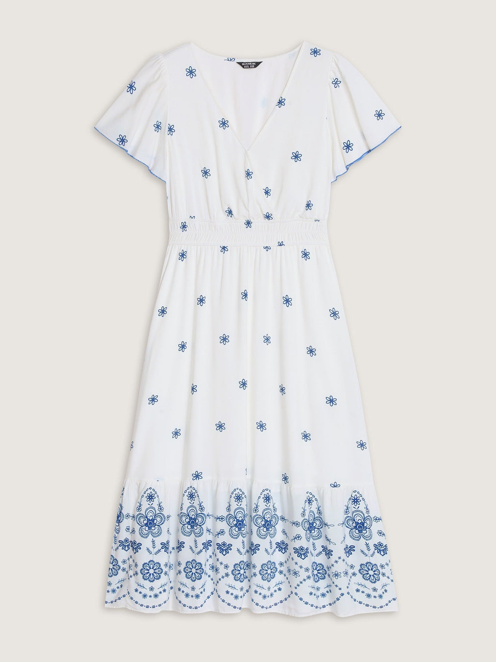 Supersoft Floral Print Elastic Waist Tiered Midi Dress