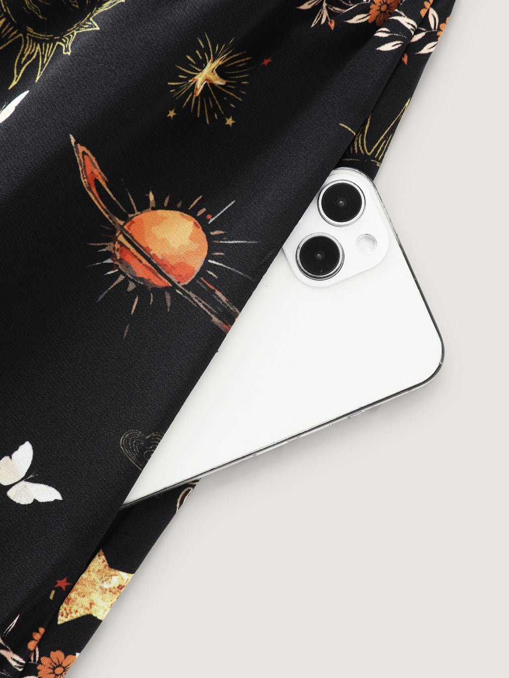 Celestial Print Shirred Tiered Maxi Dress