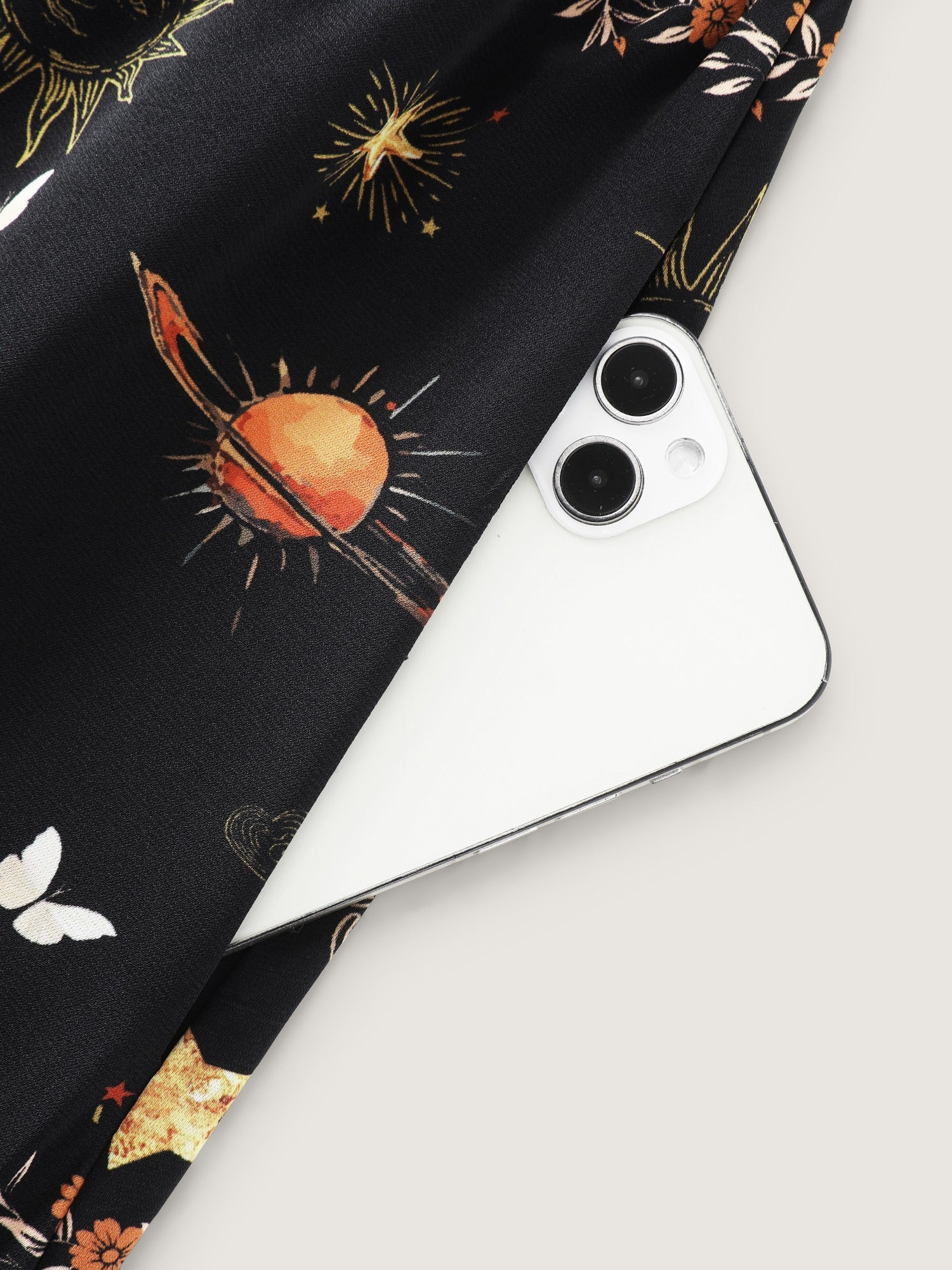 Celestial Print Shirred Tiered Maxi Dress